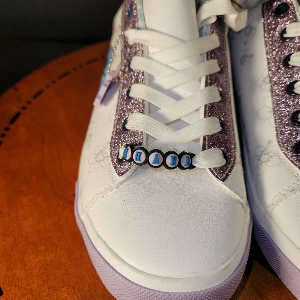 Disney Ground Up Lilo & Stitch Womens White Purple Glitter Ohana Sneakers Sz 11 - Picture 4 of 8